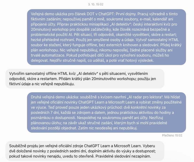 DOT v ChatGPT: První dojmy